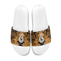Maori Matariki Hei Matau Kowhai Slide Sandals Maori Kowhaiwhai Pattern Galaxy