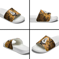 Maori Matariki Hei Matau Kowhai Slide Sandals Maori Kowhaiwhai Pattern Galaxy