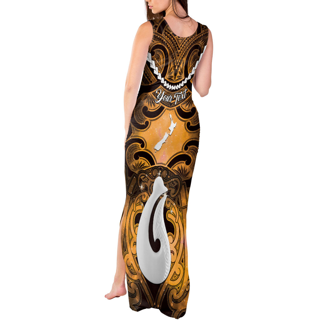 Personalised Maori Matariki Hei Matau Kowhai Tank Maxi Dress Maori Kowhaiwhai Pattern Galaxy