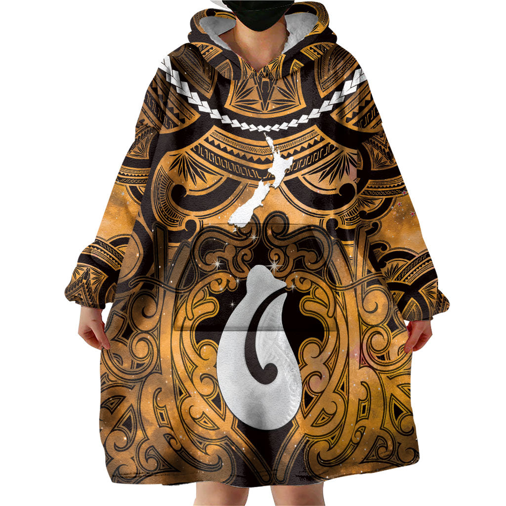 Personalised Maori Matariki Hei Matau Kowhai Wearable Blanket Hoodie Maori Kowhaiwhai Pattern Galaxy