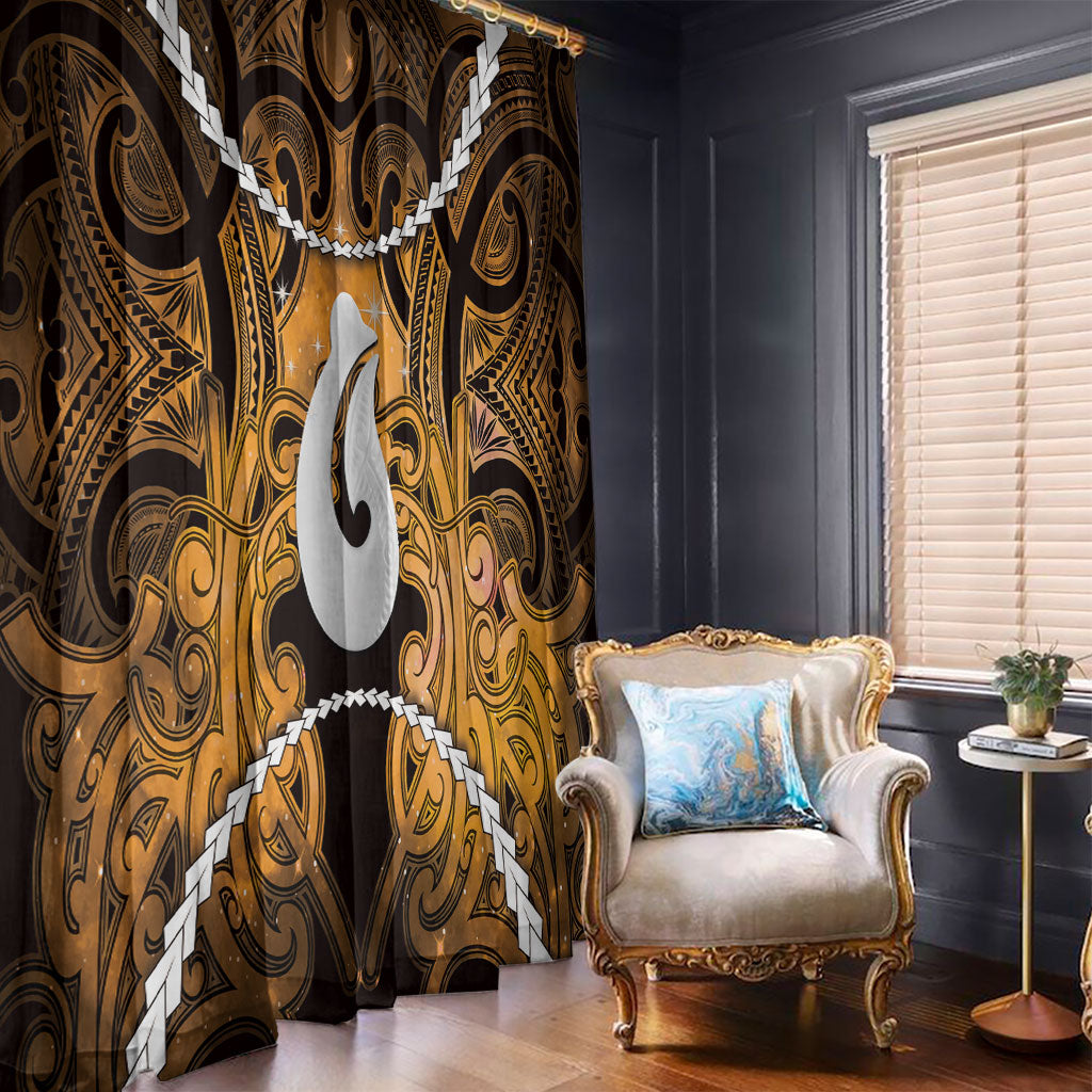 Maori Matariki Hei Matau Kowhai Window Curtain Maori Kowhaiwhai Pattern Galaxy