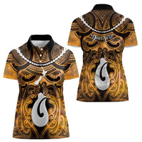 Personalised Maori Matariki Hei Matau Kowhai Women Polo Shirt Maori Kowhaiwhai Pattern Galaxy