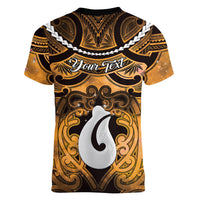 Personalised Maori Matariki Hei Matau Kowhai Women V-Neck T-Shirt Maori Kowhaiwhai Pattern Galaxy