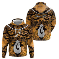Personalised Maori Matariki Hei Matau Kowhai Zip Hoodie Maori Kowhaiwhai Pattern Galaxy