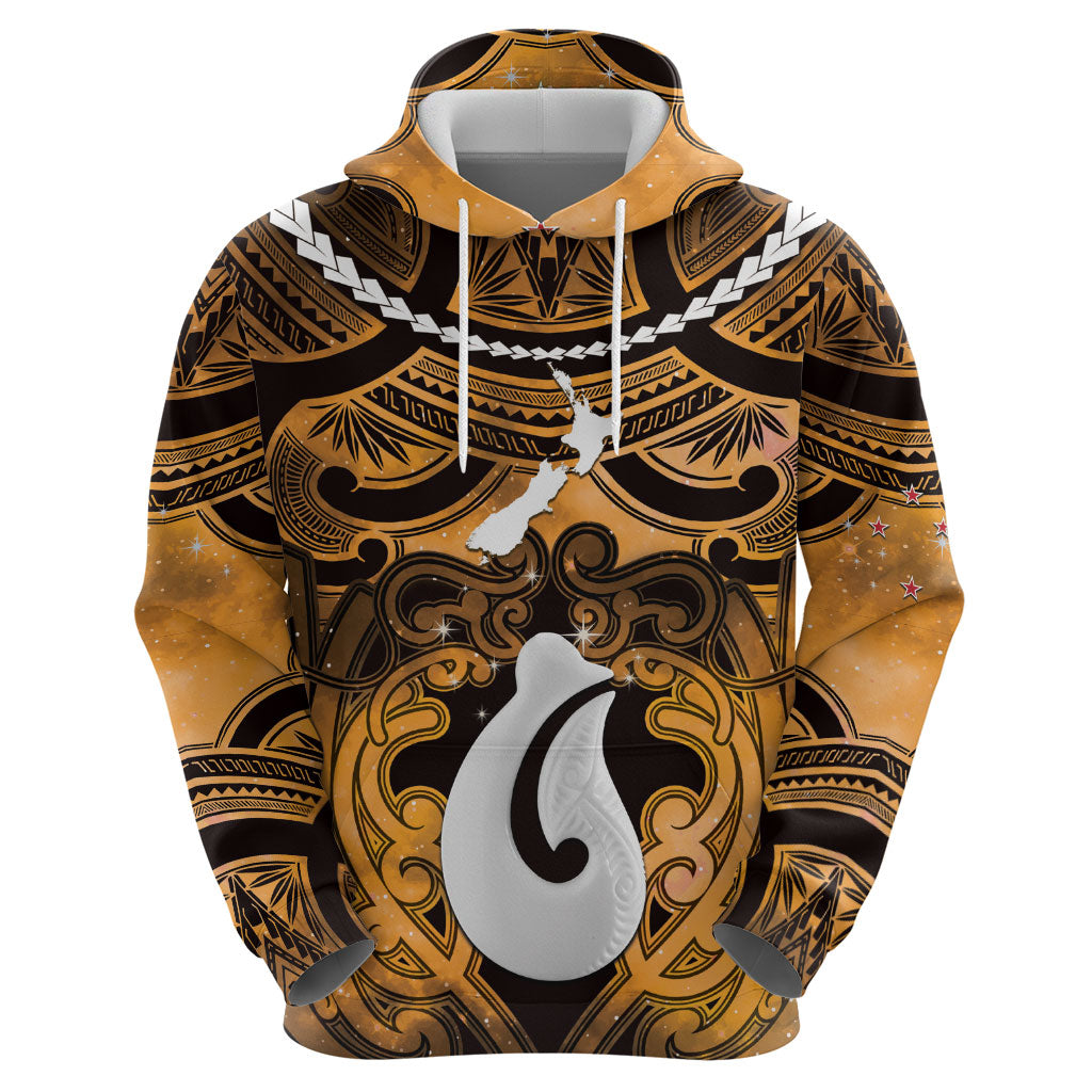 Personalised Maori Matariki Hei Matau Kowhai Zip Hoodie Maori Kowhaiwhai Pattern Galaxy