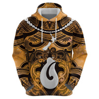 Personalised Maori Matariki Hei Matau Kowhai Zip Hoodie Maori Kowhaiwhai Pattern Galaxy