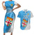 Fiji Rugby Couples Matching Short Sleeve Bodycon Dress and Hawaiian Shirt Come On Fijian Tapa Pattern LT01 Blue - Polynesian Pride