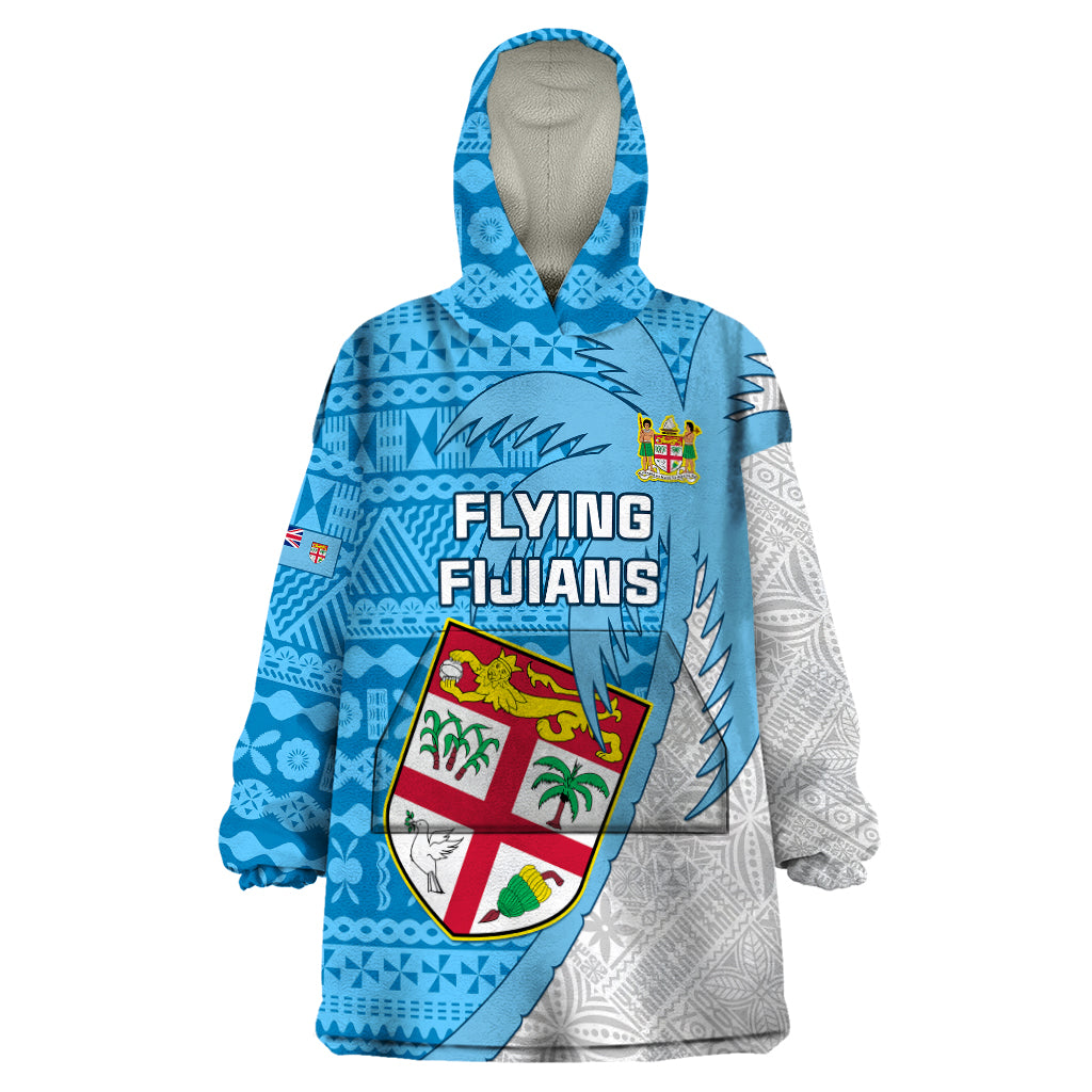 Fiji Rugby Wearable Blanket Hoodie Come On Fijian Tapa Pattern LT01 One Size Blue - Polynesian Pride