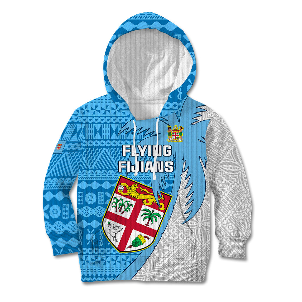 Custom Fiji Rugby Kid Hoodie Come On Fijian Tapa Pattern LT01 Blue - Polynesian Pride