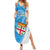 Custom Fiji Rugby Summer Maxi Dress Come On Fijian Tapa Pattern LT01 Women Blue - Polynesian Pride