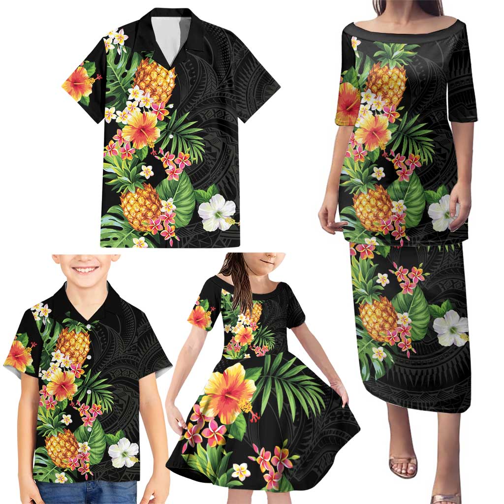 Hawaii Pineapple Tropical Family Matching Puletasi and Hawaiian Shirt Colorful Hibiscus Plumeria LT01 - Polynesian Pride