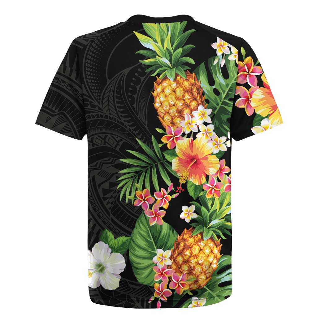 Hawaii Pineapple Tropical Rugby Jersey Colorful Hibiscus Plumeria
