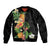 Hawaii Pineapple Tropical Sleeve Zip Bomber Jacket Colorful Hibiscus Plumeria