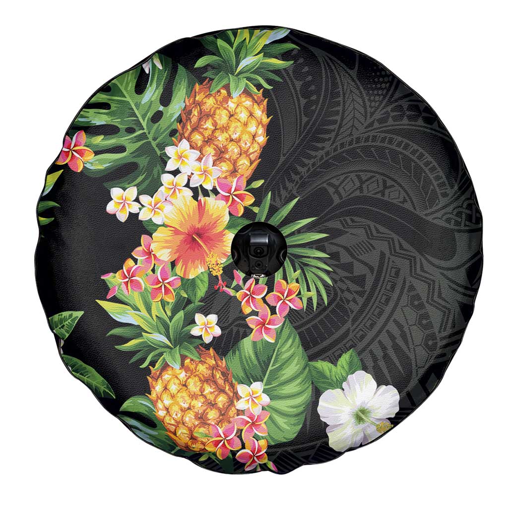 Hawaii Pineapple Tropical Spare Tire Cover Colorful Hibiscus Plumeria
