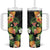 Hawaii Pineapple Tropical Tumbler With Handle Colorful Hibiscus Plumeria