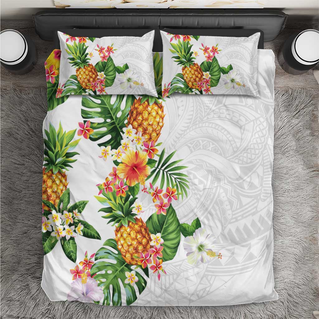 Hawaii Pineapple Tropical Bedding Set Luminous Hibiscus Plumeria