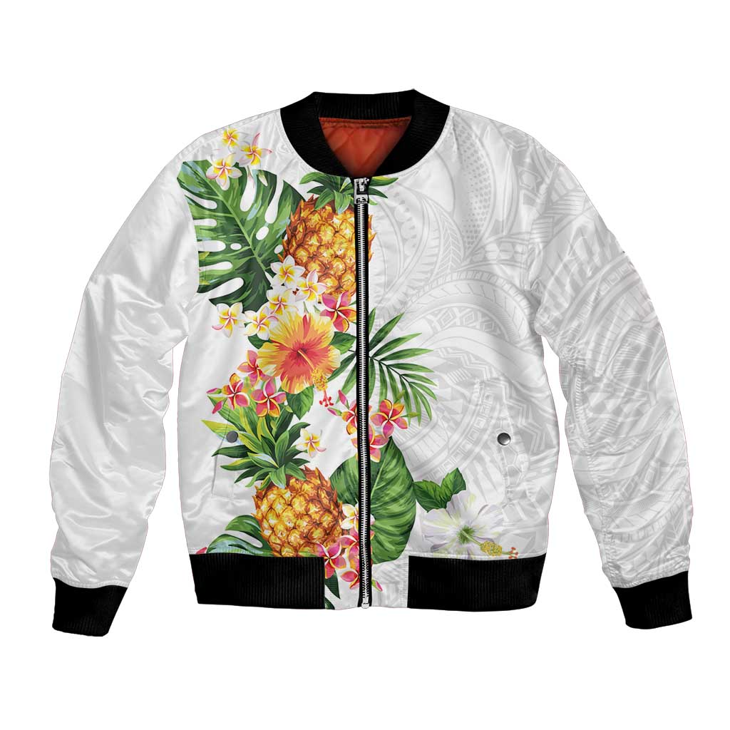 Hawaii Pineapple Tropical Bomber Jacket Luminous Hibiscus Plumeria