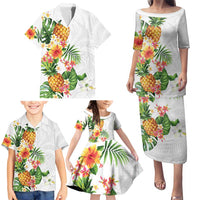 Hawaii Pineapple Tropical Family Matching Puletasi and Hawaiian Shirt Luminous Hibiscus Plumeria LT01 - Polynesian Pride