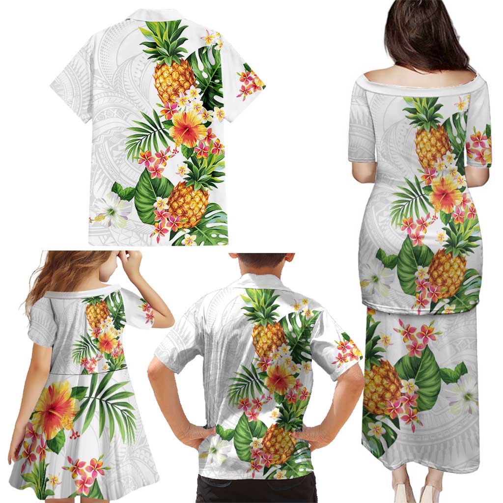 Hawaii Pineapple Tropical Family Matching Puletasi and Hawaiian Shirt Luminous Hibiscus Plumeria LT01 - Polynesian Pride