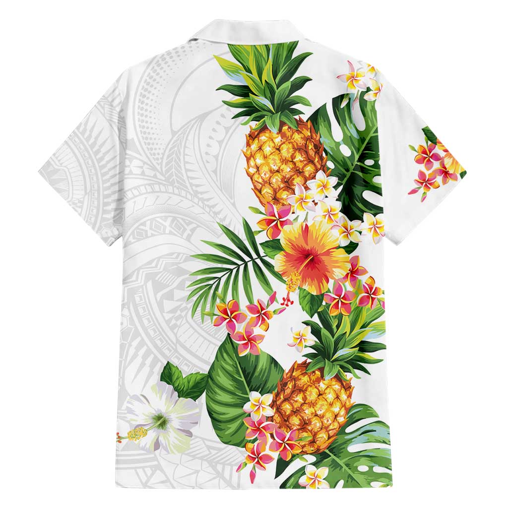 Hawaii Pineapple Tropical Family Matching Short Sleeve Bodycon Dress and Hawaiian Shirt Luminous Hibiscus Plumeria