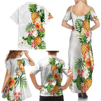 Hawaii Pineapple Tropical Family Matching Summer Maxi Dress and Hawaiian Shirt Luminous Hibiscus Plumeria