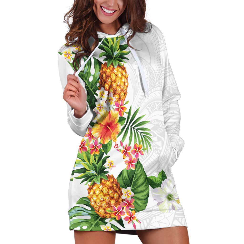 Hawaii Pineapple Tropical Hoodie Dress Luminous Hibiscus Plumeria