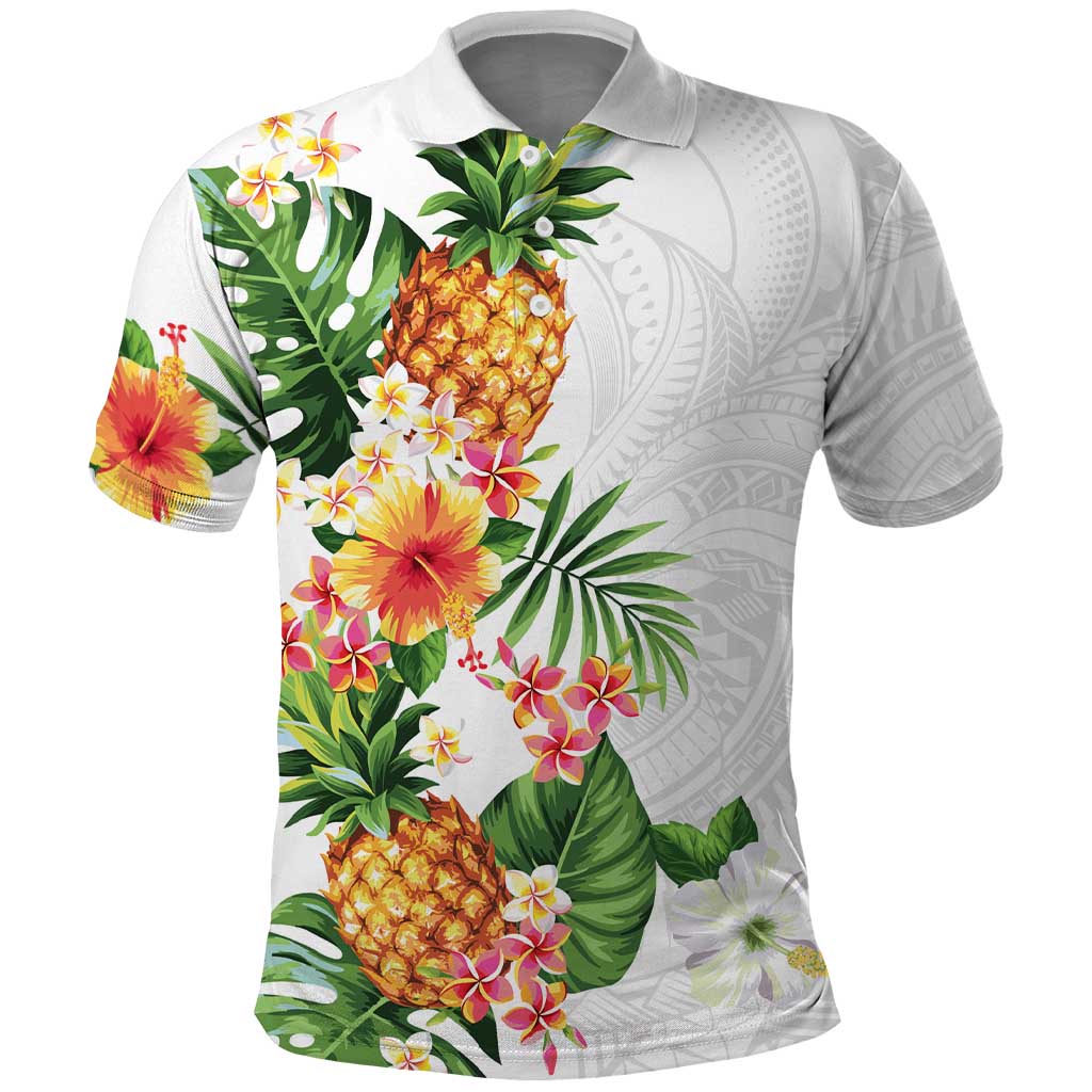 Hawaii Pineapple Tropical Polo Shirt Luminous Hibiscus Plumeria