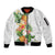 Hawaii Pineapple Tropical Sleeve Zip Bomber Jacket Luminous Hibiscus Plumeria