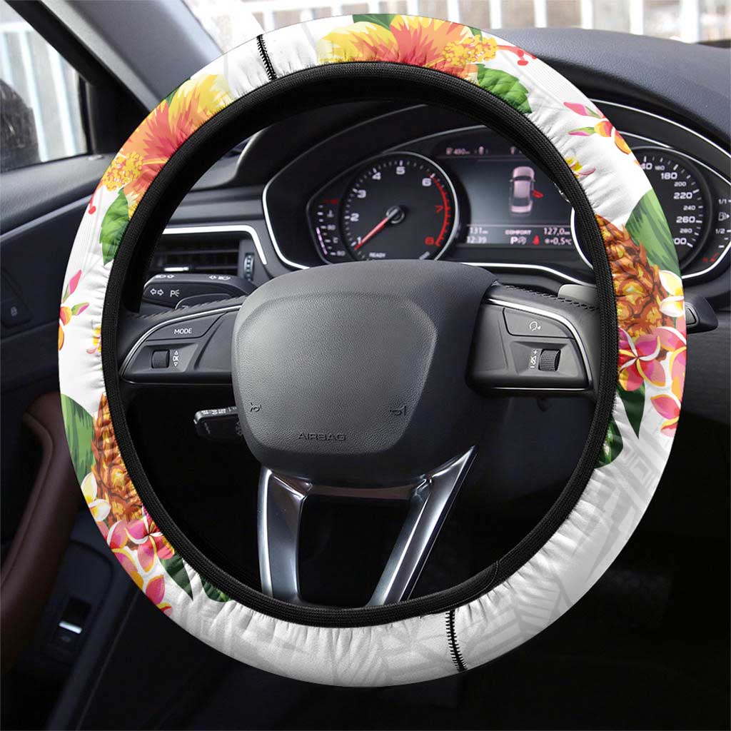 Hawaii Pineapple Tropical Steering Wheel Cover Luminous Hibiscus Plumeria