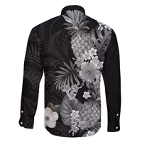 Hawaii Pineapple Tropical Family Matching Long Sleeve Bodycon Dress and Hawaiian Shirt Neutral Hibiscus Plumeria LT01 - Polynesian Pride