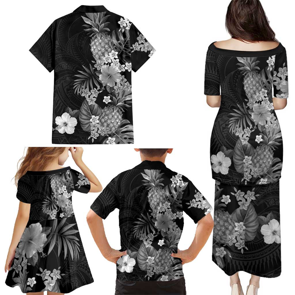 Hawaii Pineapple Tropical Family Matching Puletasi and Hawaiian Shirt Neutral Hibiscus Plumeria LT01 - Polynesian Pride
