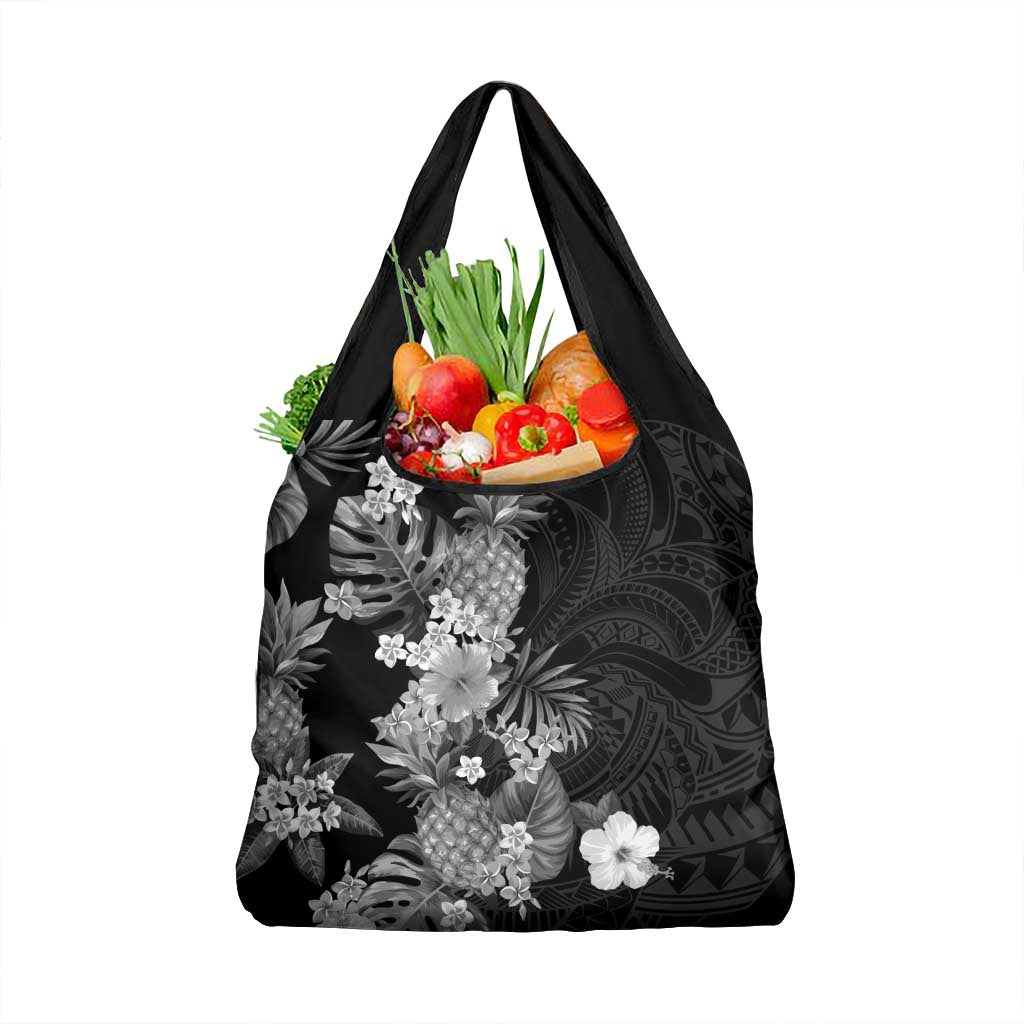 Hawaii Pineapple Tropical Grocery Bag Neutral Hibiscus Plumeria