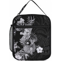 Hawaii Pineapple Tropical Lunch Bag Neutral Hibiscus Plumeria LT01 10.2 × 8.3 × 4.3 inch Black - Polynesian Pride