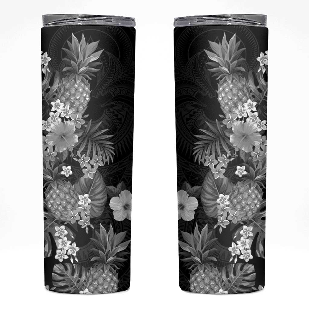 Hawaii Pineapple Tropical Skinny Tumbler Neutral Hibiscus Plumeria