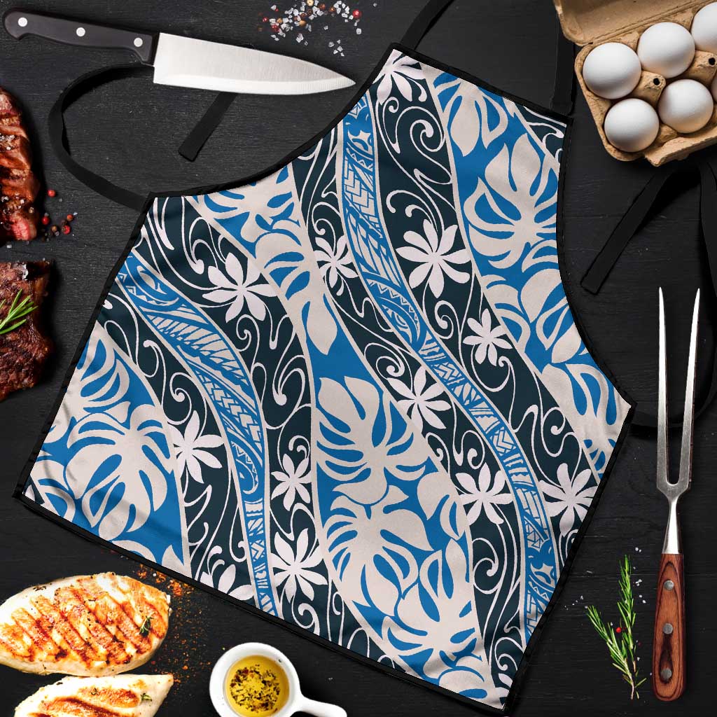 Ninamu Tahiti Tiare Monstera Apron Polynesian Pattern Curve Style - Polynesian Pride