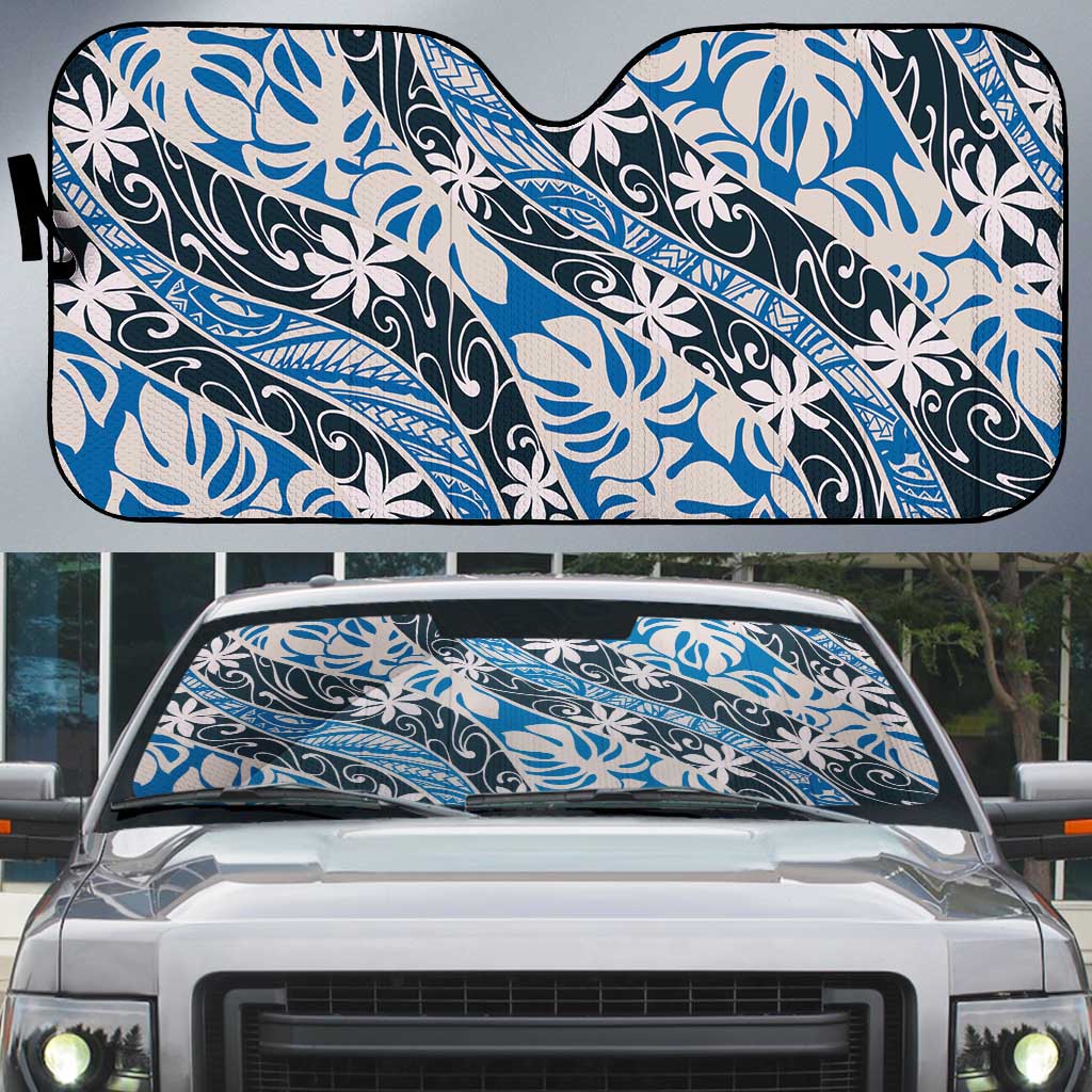 Ninamu Tahiti Tiare Monstera Auto Sun Shade Polynesian Pattern Curve Style - Polynesian Pride