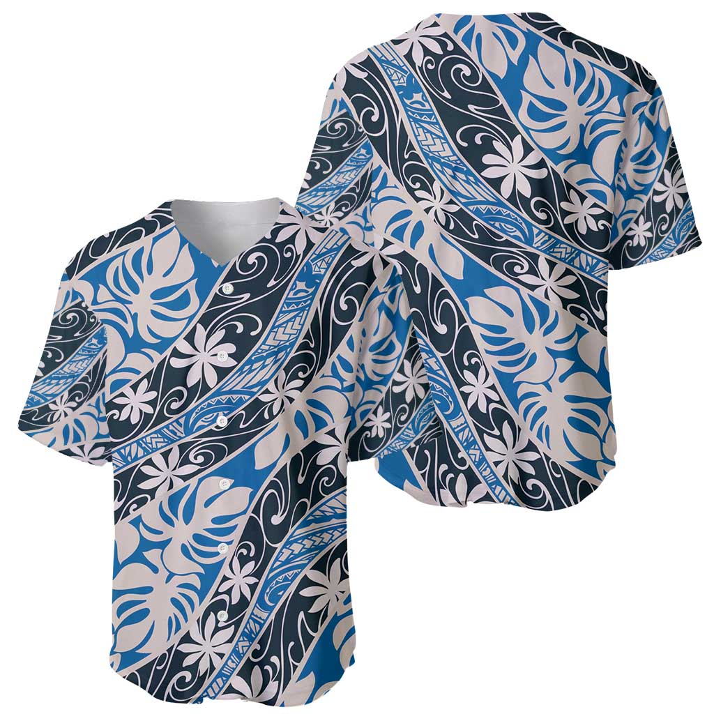 Ninamu Tahiti Tiare Monstera Baseball Jersey Polynesian Pattern Curve Style - Polynesian Pride