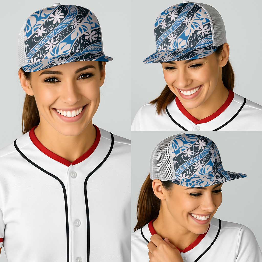 Ninamu Tahiti Tiare Monstera Baseball Net Cap Polynesian Pattern Curve Style - Polynesian Pride