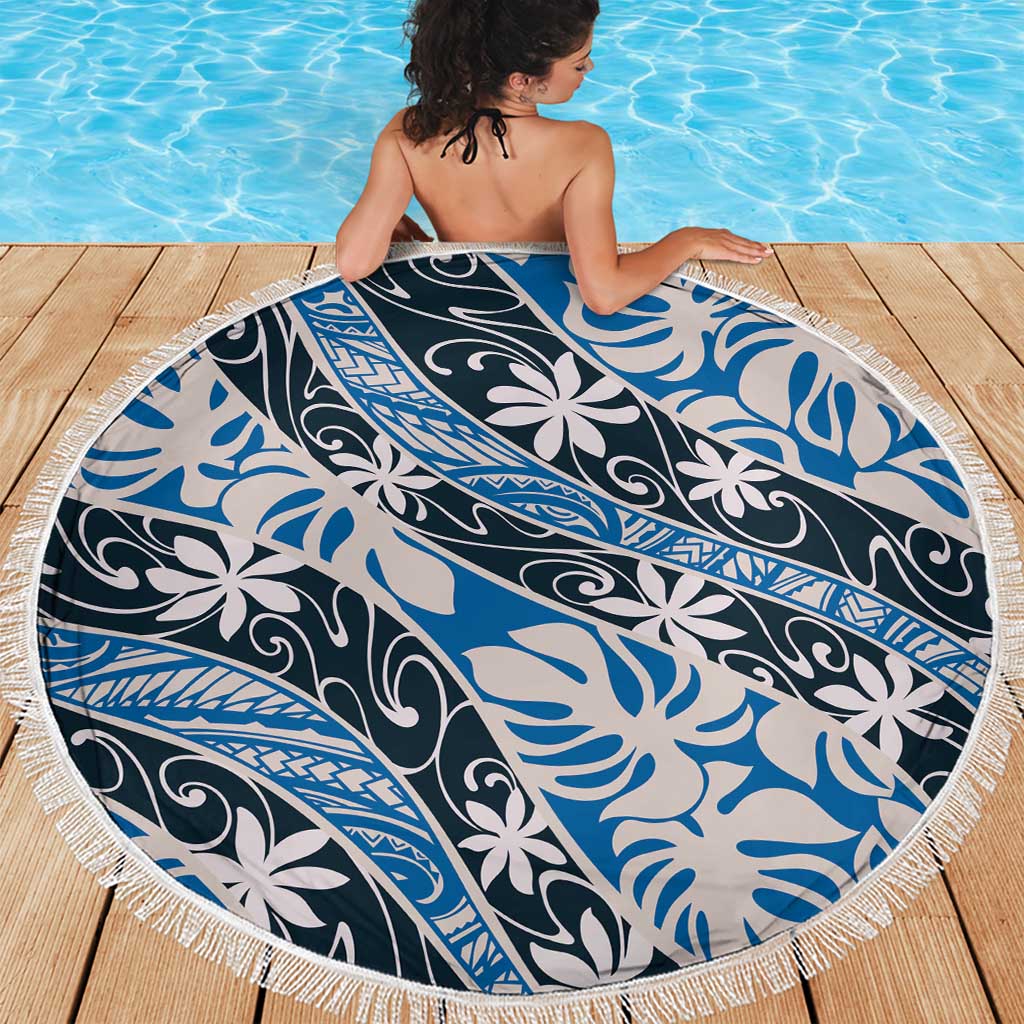 Ninamu Tahiti Tiare Monstera Beach Blanket Polynesian Pattern Curve Style - Polynesian Pride