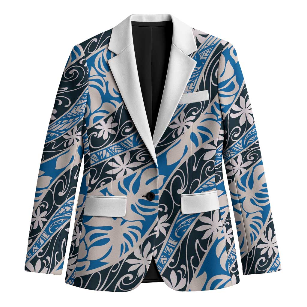 Ninamu Tahiti Tiare Monstera Blazer Polynesian Pattern Curve Style - Polynesian Pride