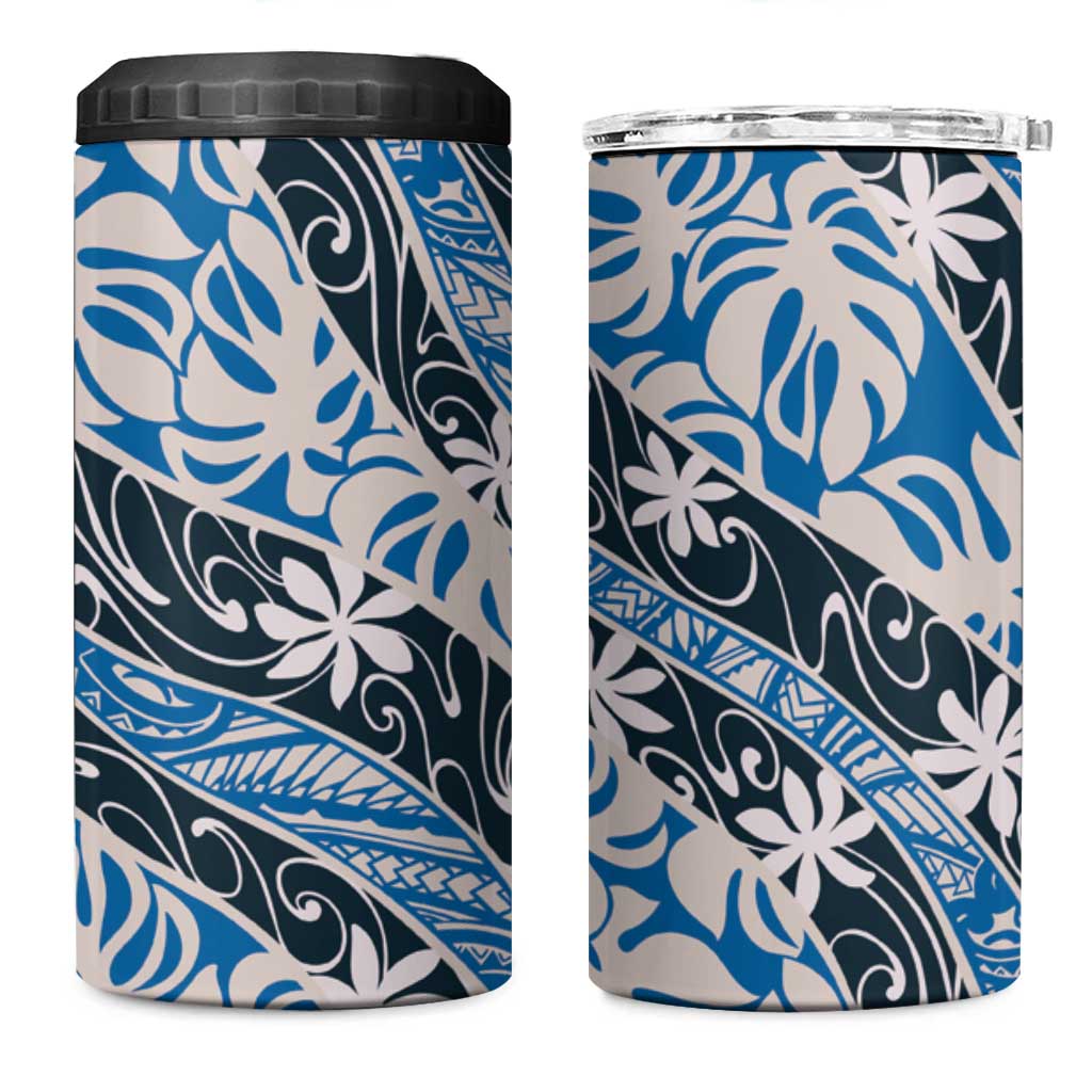 Ninamu Tahiti Tiare Monstera 4 in 1 Can Cooler Tumbler Polynesian Pattern Curve Style - Polynesian Pride