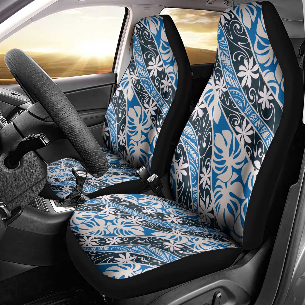 Ninamu Tahiti Tiare Monstera Car Seat Cover Polynesian Pattern Curve Style - Polynesian Pride