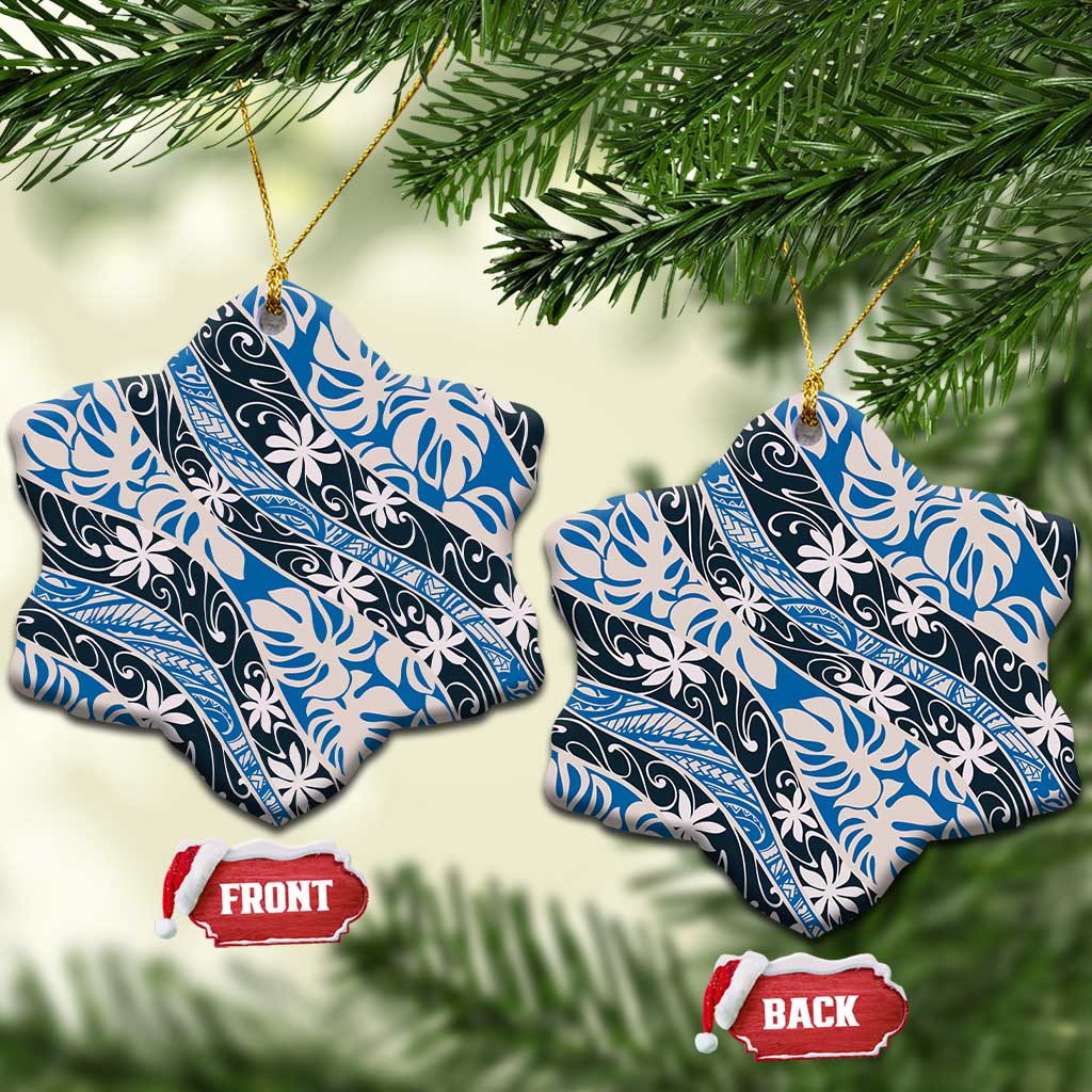 Ninamu Tahiti Tiare Monstera Ceramic Ornament Polynesian Pattern Curve Style - Polynesian Pride