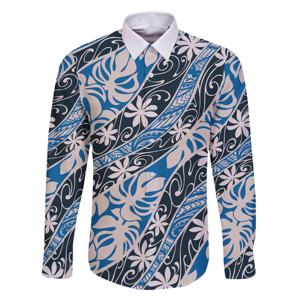 Ninamu Tahiti Tiare Monstera Family Matching Off The Shoulder Long Sleeve Dress and Hawaiian Shirt Polynesian Pattern Curve Style - Polynesian Pride