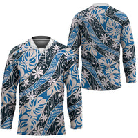 Ninamu Tahiti Tiare Monstera Hockey Jersey Polynesian Pattern Curve Style - Polynesian Pride