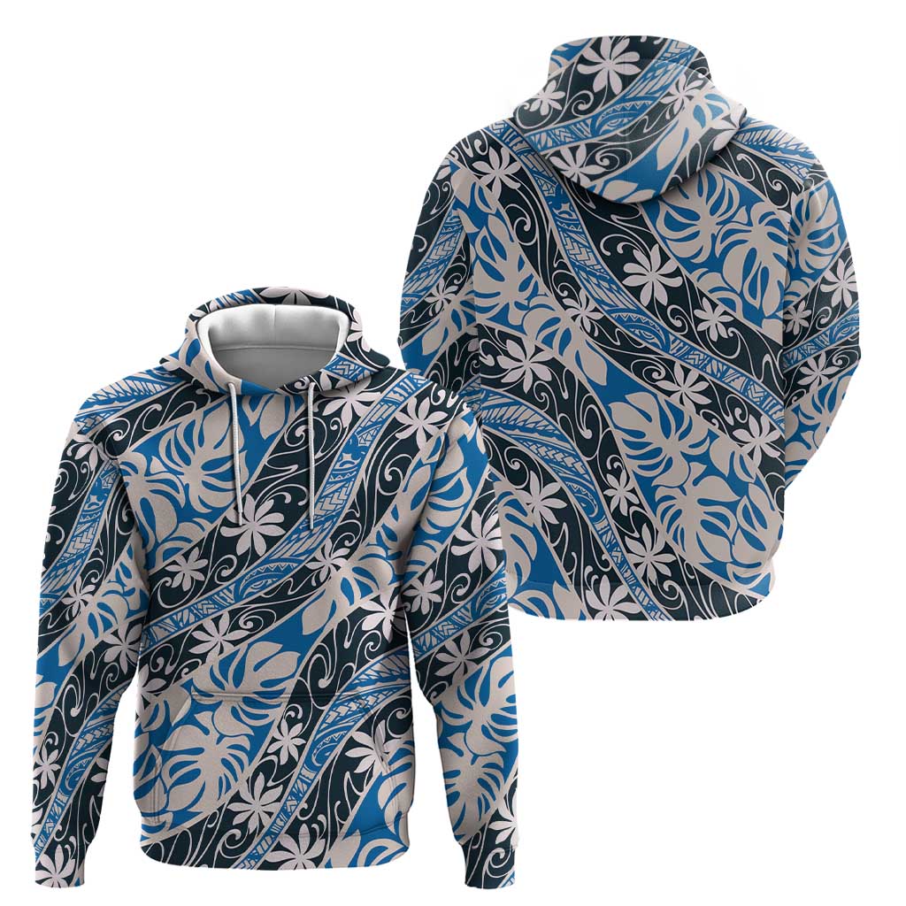 Ninamu Tahiti Tiare Monstera Hoodie Polynesian Pattern Curve Style - Polynesian Pride