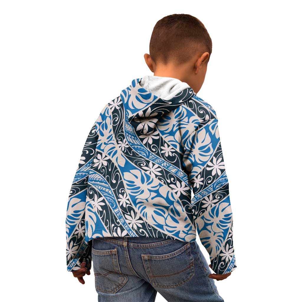 Ninamu Tahiti Tiare Monstera Kid Hoodie Polynesian Pattern Curve Style - Polynesian Pride