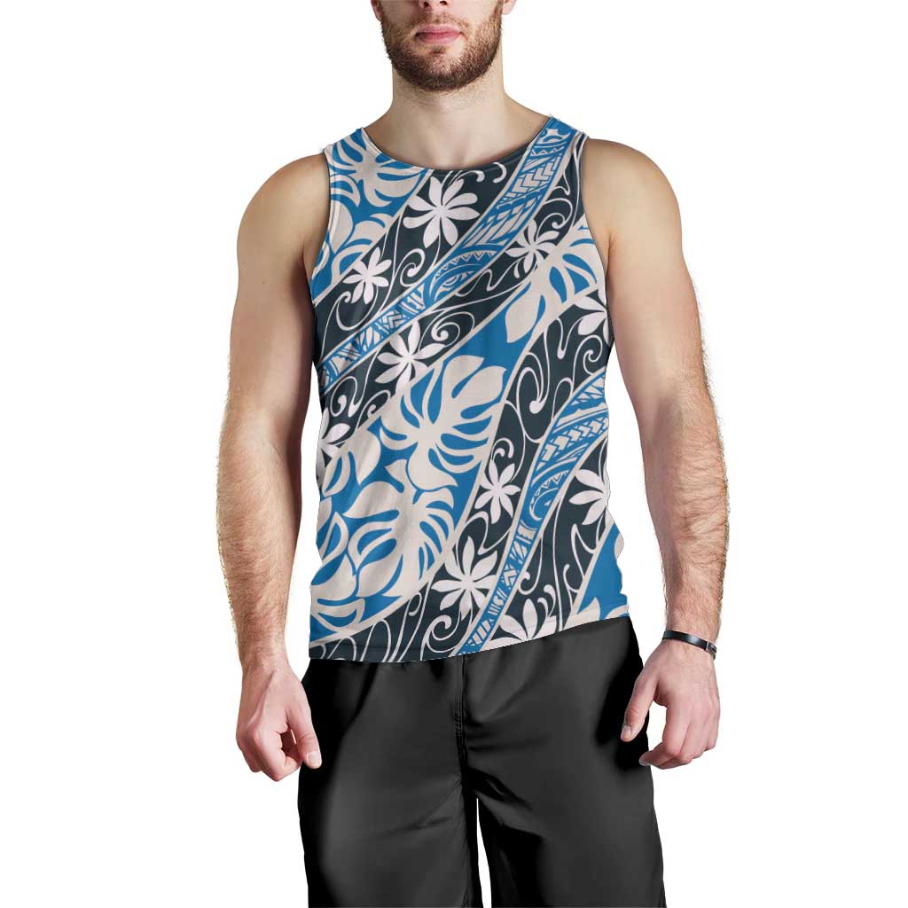 Ninamu Tahiti Tiare Monstera Men Tank Top Polynesian Pattern Curve Style - Polynesian Pride