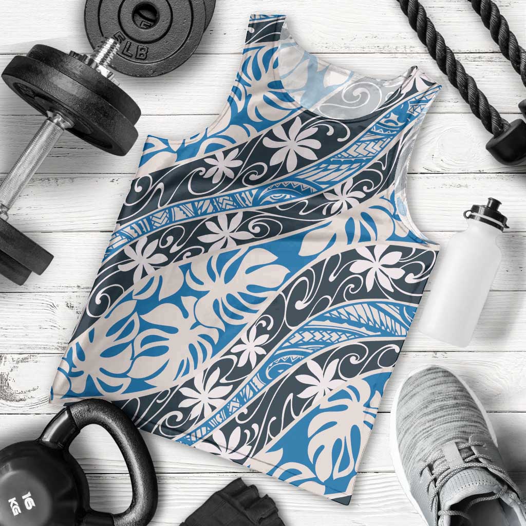 Ninamu Tahiti Tiare Monstera Men Tank Top Polynesian Pattern Curve Style - Polynesian Pride