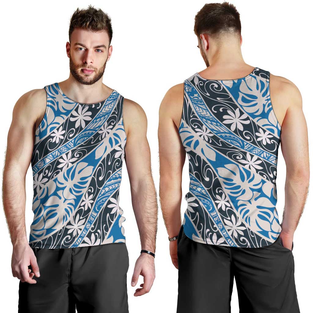 Ninamu Tahiti Tiare Monstera Men Tank Top Polynesian Pattern Curve Style - Polynesian Pride